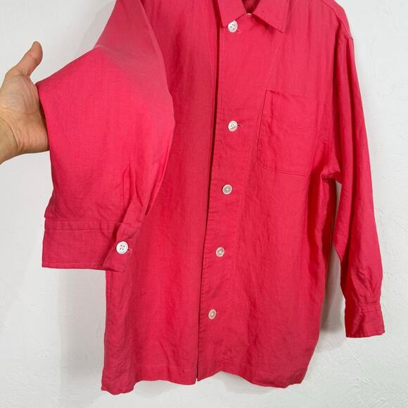 Vtg Ralph Lauren L/S Button up Tunic Top Size 8 Pink 100% Linen - Picture 2 of 9